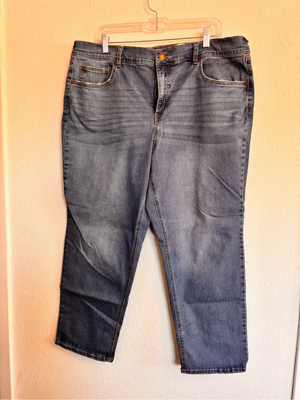 Terra & Sky 20W Petite Stretch Jeans Light Wash Straight Leg Plus Size